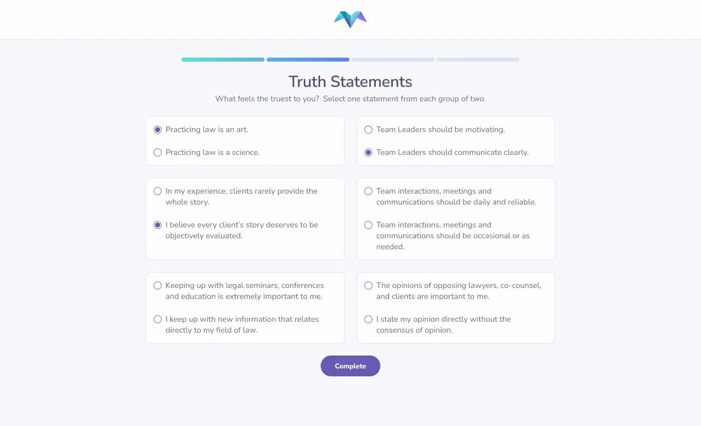 Onboarding Personality Truth Statements